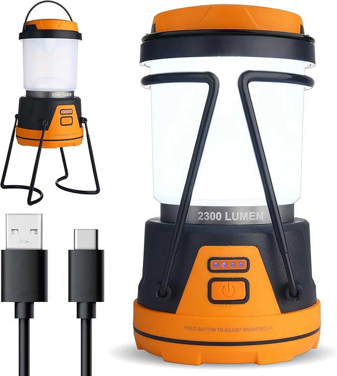 Rechargeable LED Camping Lantern - Power Outages, Hurricanes, Emergency, Hiking, Outdoor - Bright