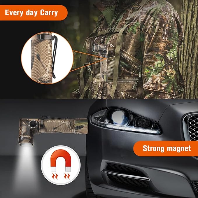 NICRON B74plus White/Red Light Flashlights Rechargeable,High Lumens 90 Degree Magnetic for