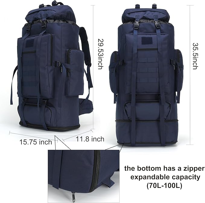 Hiking Backpack for Men 70L/100L Camping Backpack Military Rucksack Molle 3 Days Assault Pack for