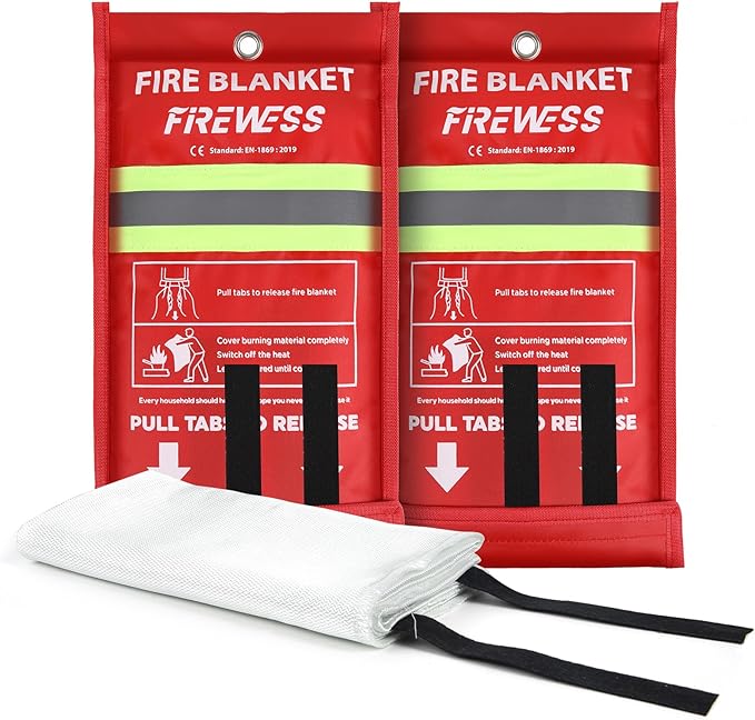 Emergency Fire Blanket, 2 Pack Fiberglass Flame Retardant Fire Blankets Emergency for Home