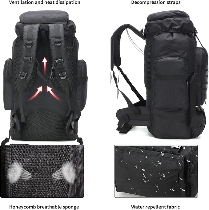 Hiking Backpack for Men 70L/100L Camping Backpack Military Rucksack Molle 3 Days Assault Pack for