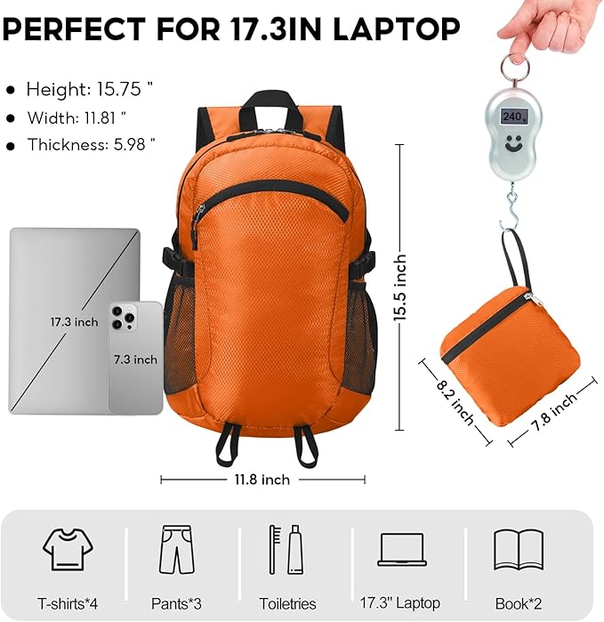 Small Hiking Daypack,15L Water-Resistant Hiking Backpack Packable Lightweight Travel Day Pack for