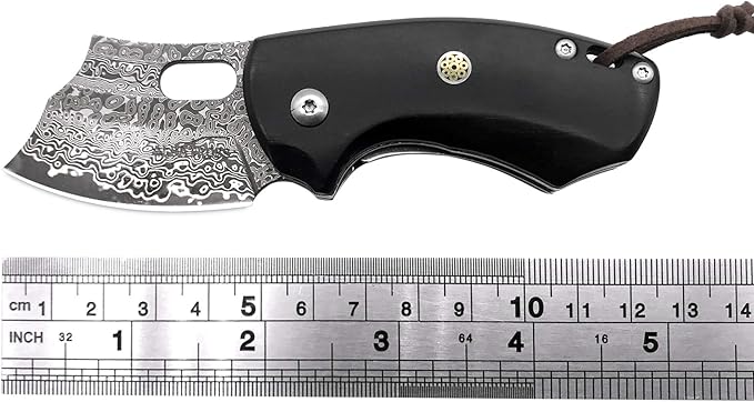 ALBATROSS Premium Folding Pocket Knife - EDC Mini VG10 Damascus Steel with 2" Blade - Ebony Wood