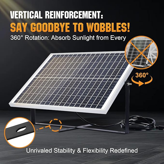 ECO-WORTHY 25W 12V Solar Battery Trickle Charger Maintainer, Waterproof Solar Panel + Adjustable