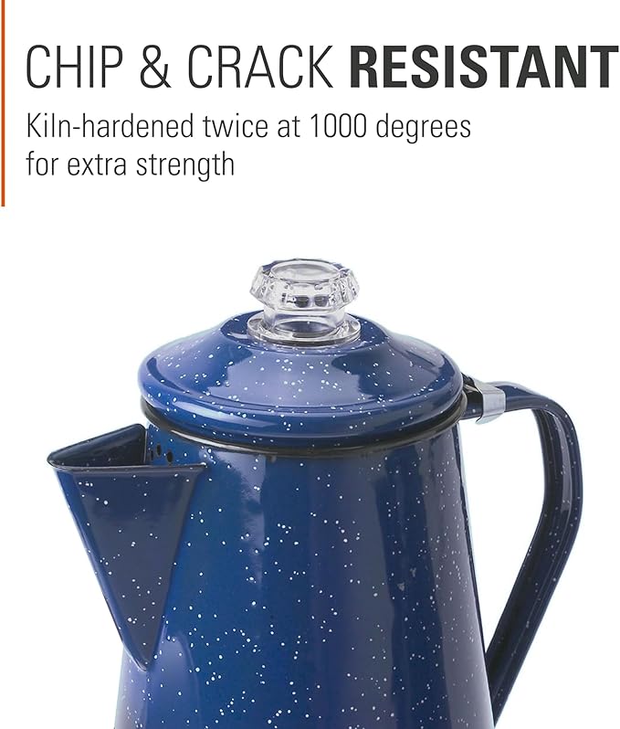 GSI Outdoors Percolator Coffee Pot | Enamelware Campfire Coffee Boiler Kettle for Outdoor Camping