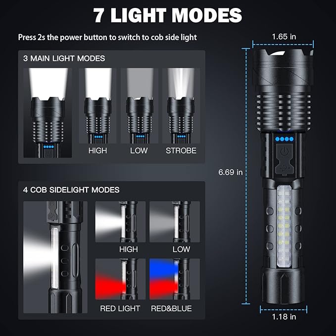 Cinlinso Flashlight High Lumens Rechargeable 2 Pack, 990000 Lumen Super Bright Led Flashlights with