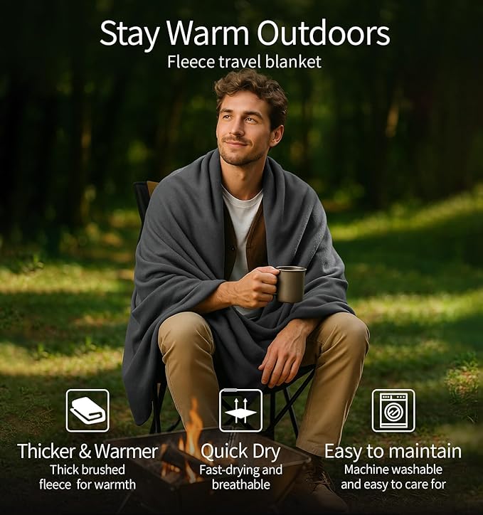 Travel Camping Blanket Lightweight and Breathable, 67 x 48 in Soft Airplane Flight Blanket for