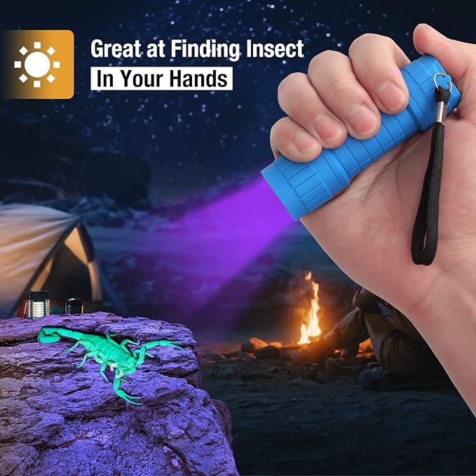 EverBrite Black Light Flashlight 6 Pack, UV Mini Flashlight, 9-Led 395nm Detector for Pet Urine