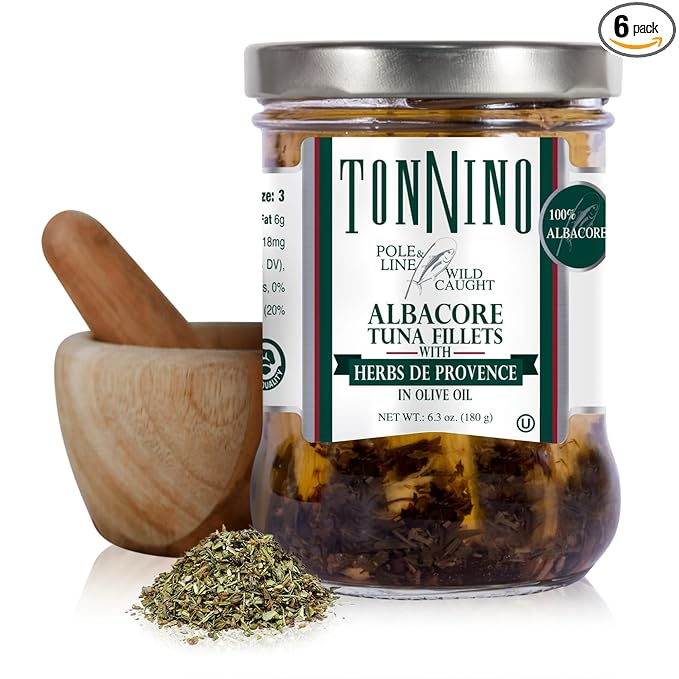 Tonnino Tuna Fish Albacore - Olive Oil with Herbs de Provence ??Pack of 6 ??Alternative to Salmon