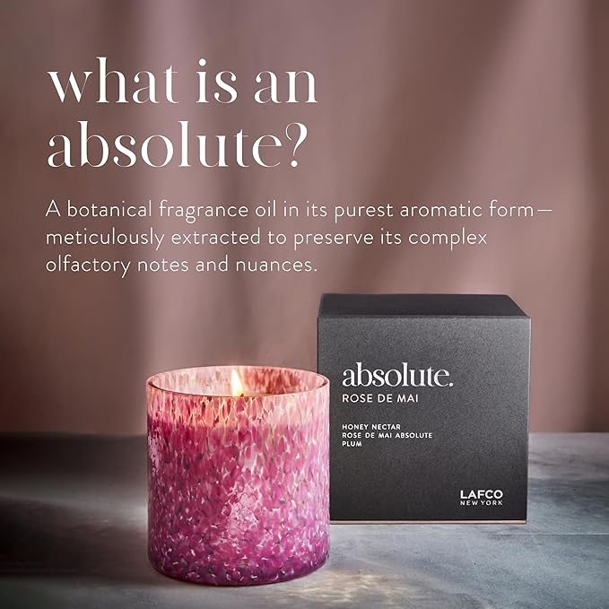 LAFCO New York Signature Candle, Rose de Mai - 15.5 oz - 90-Hour Burn Time - Reusable, Hand Blown