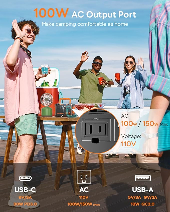 MARBERO 88.8Wh Portable Power Station Backup Lithium Battery Solar Generator 150W Max AC & 30W