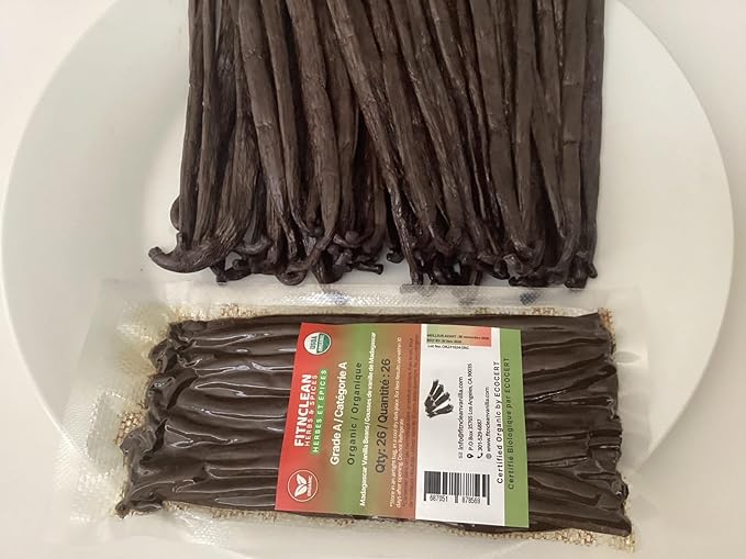 26 Organic Madagascar Vanilla Beans Grade A. Certified USDA Organic. Fresh by FITNCLEAN VANILLA for