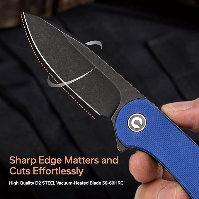 CIVIVI Folding Pocket Knife, 2.96" D2 Blade G10 Handle, Elementum Liner Lock Flipper Knife with