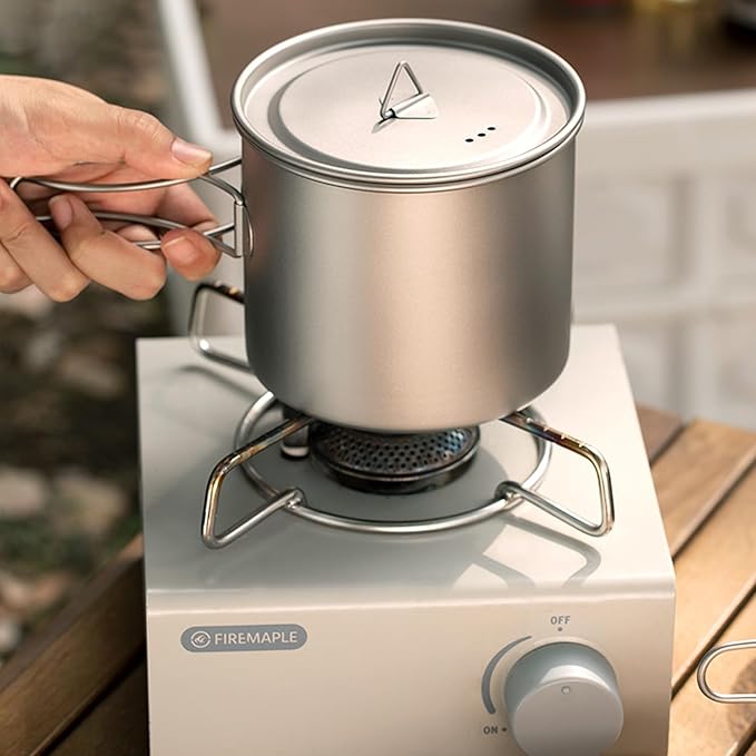 Titanium Pot 900ml & 1100ml & 1600ml Lightweight Camping Cookware for Outdoor Hiking Backpacking