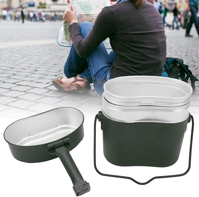 Military Mess Tin, Aluminium 180??Temperature Resistant Military Lunch Box Cookware Mess Kit Pots