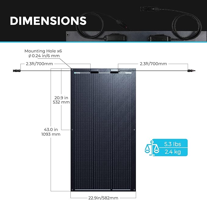 Renogy 100W Solar Panel 12V, Flexible Solar Panel 100 Watt 22% High-Efficiency, 240° Ultra
