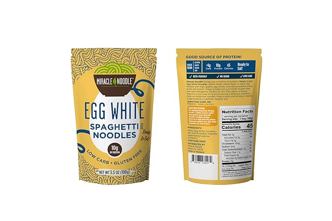Miracle Noodle Egg White Pasta Variety Pack, 3.5 Oz (Pack of 6), Spaghetti, Vermicelli, Ready to