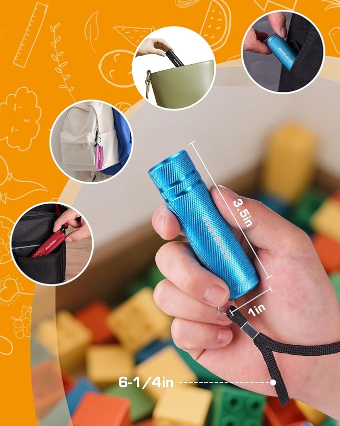 EverBrite 30-Pack Mini Flashlight Set, Aluminum LED Handheld Torches with Lanyard, Assorted Colors