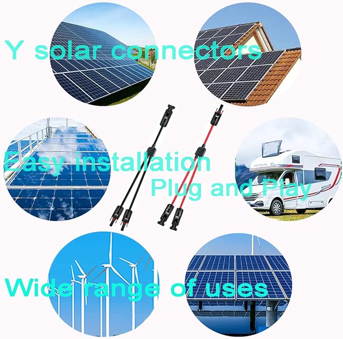 Solar Y Connector,Solar Y Branch Parallel Cable,Solar 1 to 3 Male Female Connector Adapter,10AWG