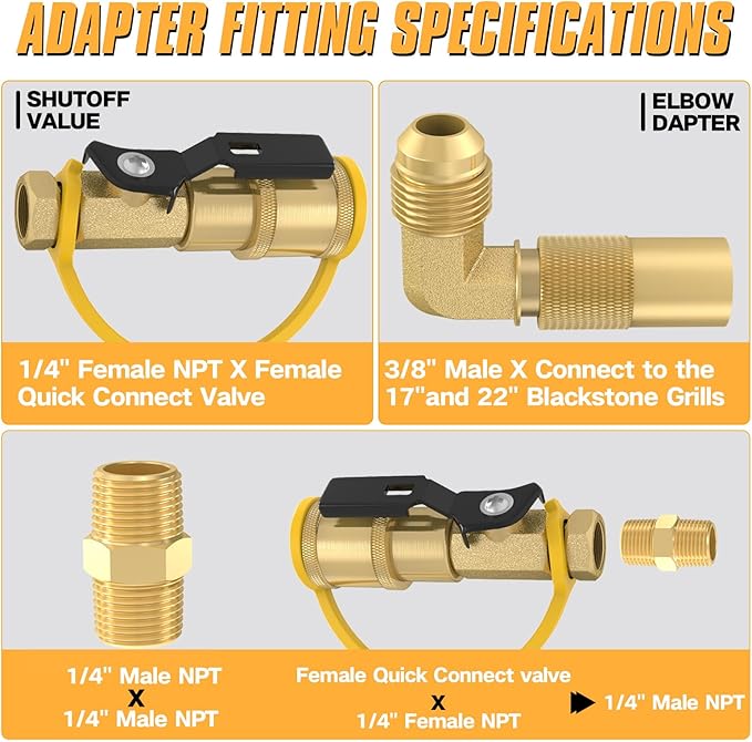 12FT RV Quick Connect Propane Hose with 1/4" Safety Shutoff Valve, Stainless Steel & Brass, Silver