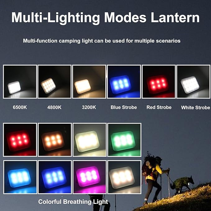 Tent Lights for Camping, Rechargeable Camping Lights for Tent, Camping Tent Light with 8 Brightness