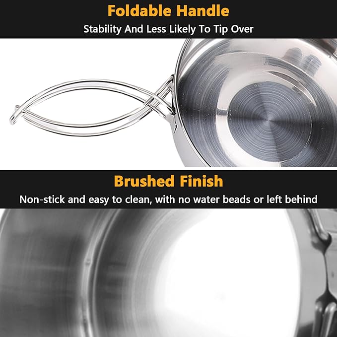 8PCS Stainless Steel Camping Cooking Set Cookware Mess Kit Cook Pots and Pan Set with Plates Cups