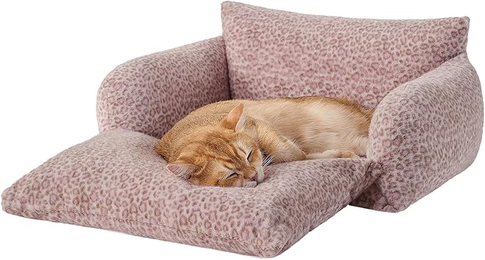 Hollypet Cat Bed Fluffy Plush Mutifuctional Double-Layer Soft Pet Couch Orthopedic Sofa Nest Beds