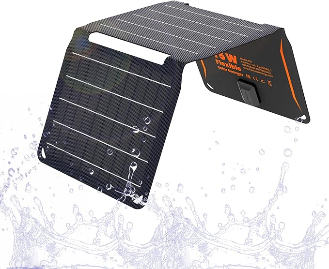 [Upgraded] FlexSolar 15W Small Solar Panel Charger 5V USB Output ETFE Lightweight Foldable Portable