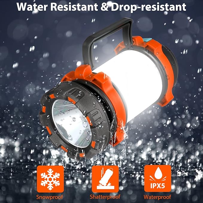 2 Pack Camping Lantern, Outdoor LED Camping Light, Rechargeable Flashlights with 1000LM, 6 Modes