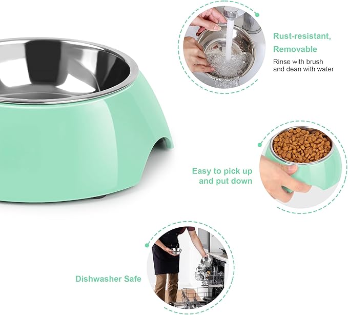 Elevated Dog Bowls Set - Non-Slip Raised Pet Feeder with Medium (2 Cups) & Large (4 Cups) Stainless