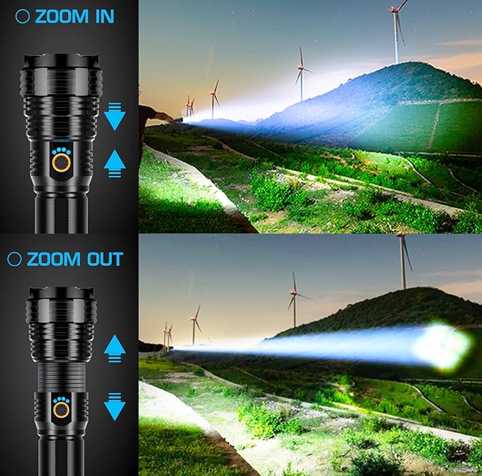 Sinvimes Rechargeable Flashlights High Lumens, LED Powerful Super Bright Flash Light, 5 Mode