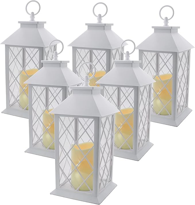 YAKii 13" Decorative Candle Lantern with LED Flameless Candle and Timer, Plastic LED Candle &