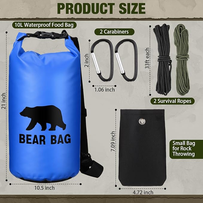 1 Set Bear Food Bag for Camping Ultralight Food Hanging System Includes Waterproof Bear Bag, Nylon