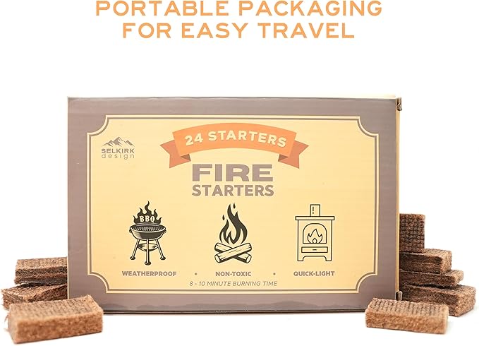 Fire Starters ??24-Pack | Non-Toxic, Odorless & Weatherproof Fire Starters for Camping, Fireplace