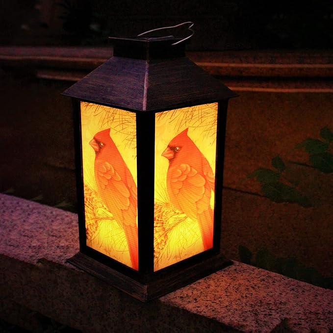 Solar Lanterns, Outdoor Hanging Lanterns Waterproof LED Solar Cardinal Lights Tabletop Lamp for