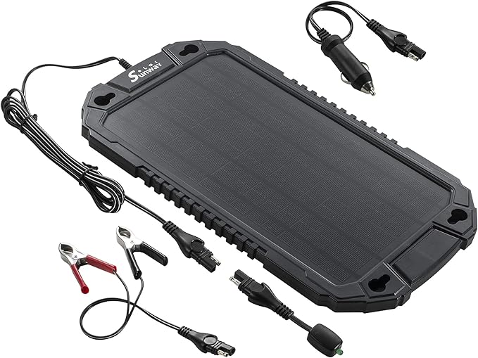 Sunway Solar Car Battery Trickle Charger & Maintainer 12Volt 8W Solar Panel Power Charger kit