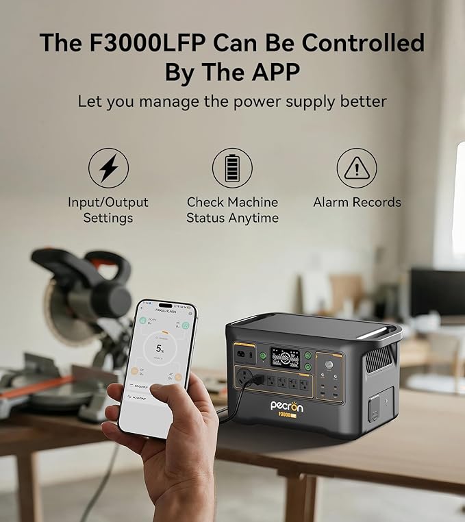 Pecron Portable Power Station F3000LFP with Cart Kit, 3072Wh Solar Camping Generator, 3600W Solar