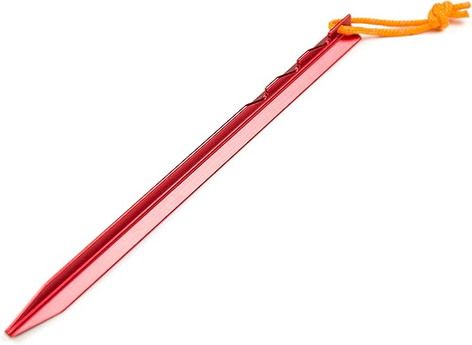 Aluminum Alloy Tent Stakes Pegs, 12-Pack Aluminum Ground Pegs with Reflective Pull Ropes
