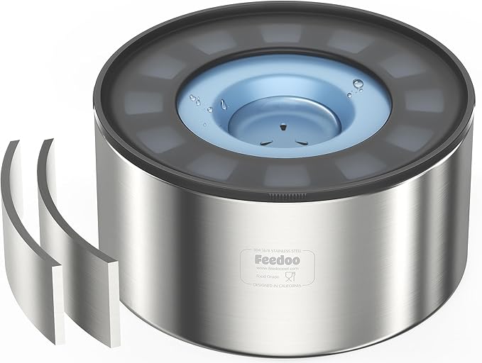 1Gallon No Spill Water Bowl for Dogs, Double-Wall Stainless Steel with Splash-Proof Paws Lid and