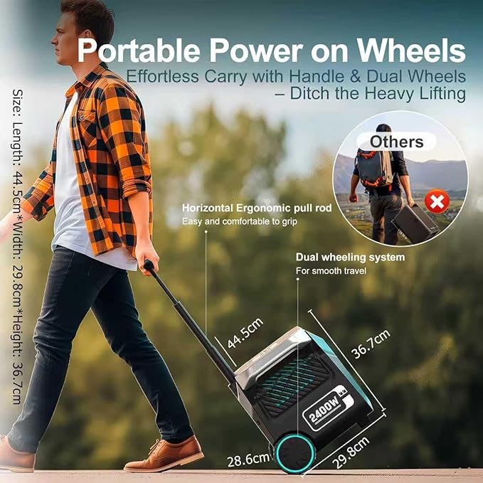 IEE P2400 Portable Power Station with 1x400W Solar Panel,2400W AC Outlet(Peak 5000W),1800W 1.2H