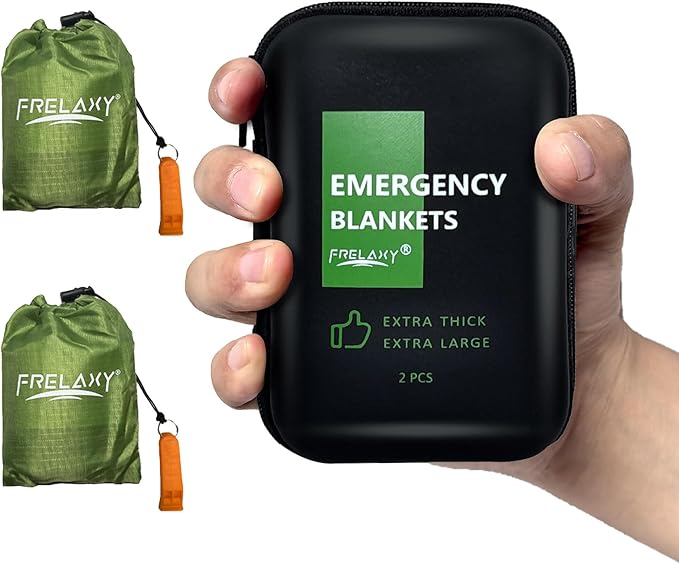 Frelaxy Emergency Blanket 2-Pack/4-Pack, Extra-Thick Extra-Large Space Blankets with Whistles