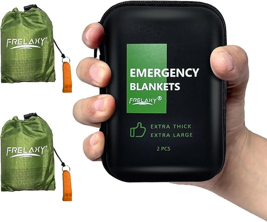 Frelaxy Emergency Blanket 2-Pack/4-Pack, Extra-Thick Extra-Large Space Blankets with Whistles