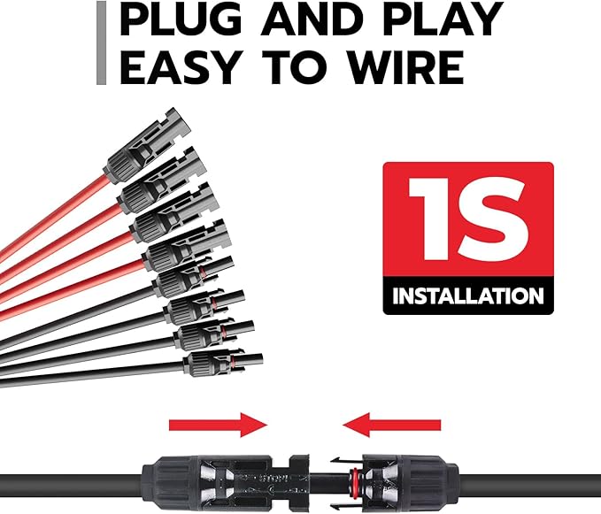 1 Pair Solar Connectors Y Branch 2 to 8,Solar Parallel Connectors for 2-4 Solar Panels,10AWG
