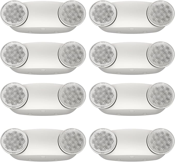 SPECTSUN 8 Pack LED Exit Emergency Light Combo with Battery Backup-US Standard Commercial Corded