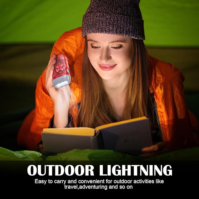 Mudder 24 Pieces Hand Crank Flashlight with LED Self Powered Charging Torch Dynamo for Camping
