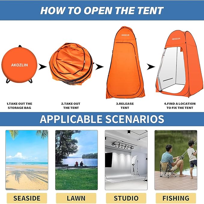 AKOZLIN Portable Pop Up Shower Tent Instant Privacy Dressing Changing Tent Outdoor Shower Room Camp