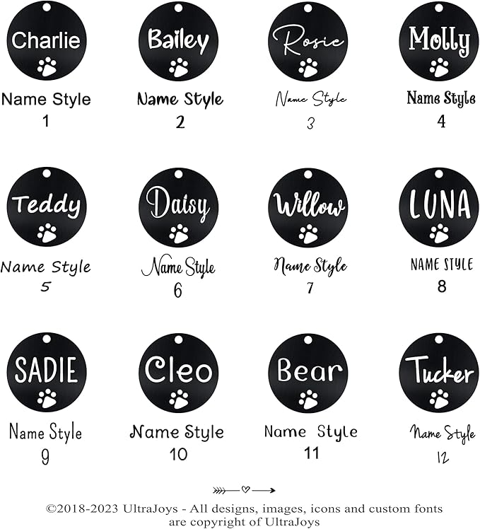 Ultra Joys Dog Tags Personalized for Pets - Hollow Paw Custom Pet ID Tag - Engraved Dog Tag for