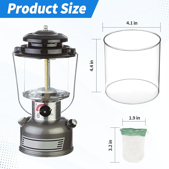 10-Pack Propane Lantern Mantles with Glass Globe: U-Shape & Standard Replacement Parts for Camping