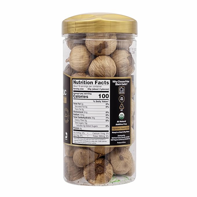 MW Polar USDA Organic Black Garlic 20 oz (Pack of 1), Whole Bulbs, Easy Peel, All Natural, Chemical