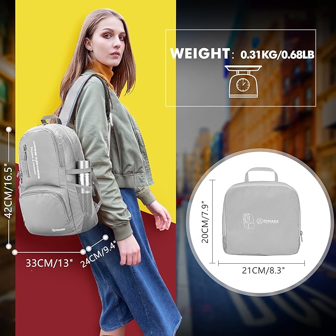 ZOMAKE Lightweight Packable Backpack, 35L Light Foldable Hiking Backpacks Water Resistant